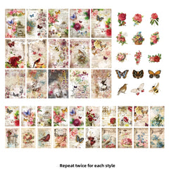 100pcs Retro Wave Series Butterfly Diary Stickers