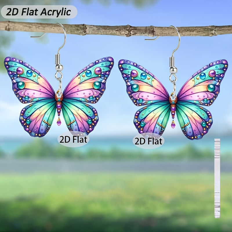 Butterfly Acrylic Earrings - Multicolor Lightweight Hypoallergenic