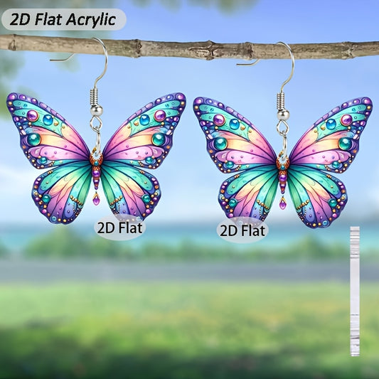 Butterfly Acrylic Earrings - Multicolor Lightweight Hypoallergenic