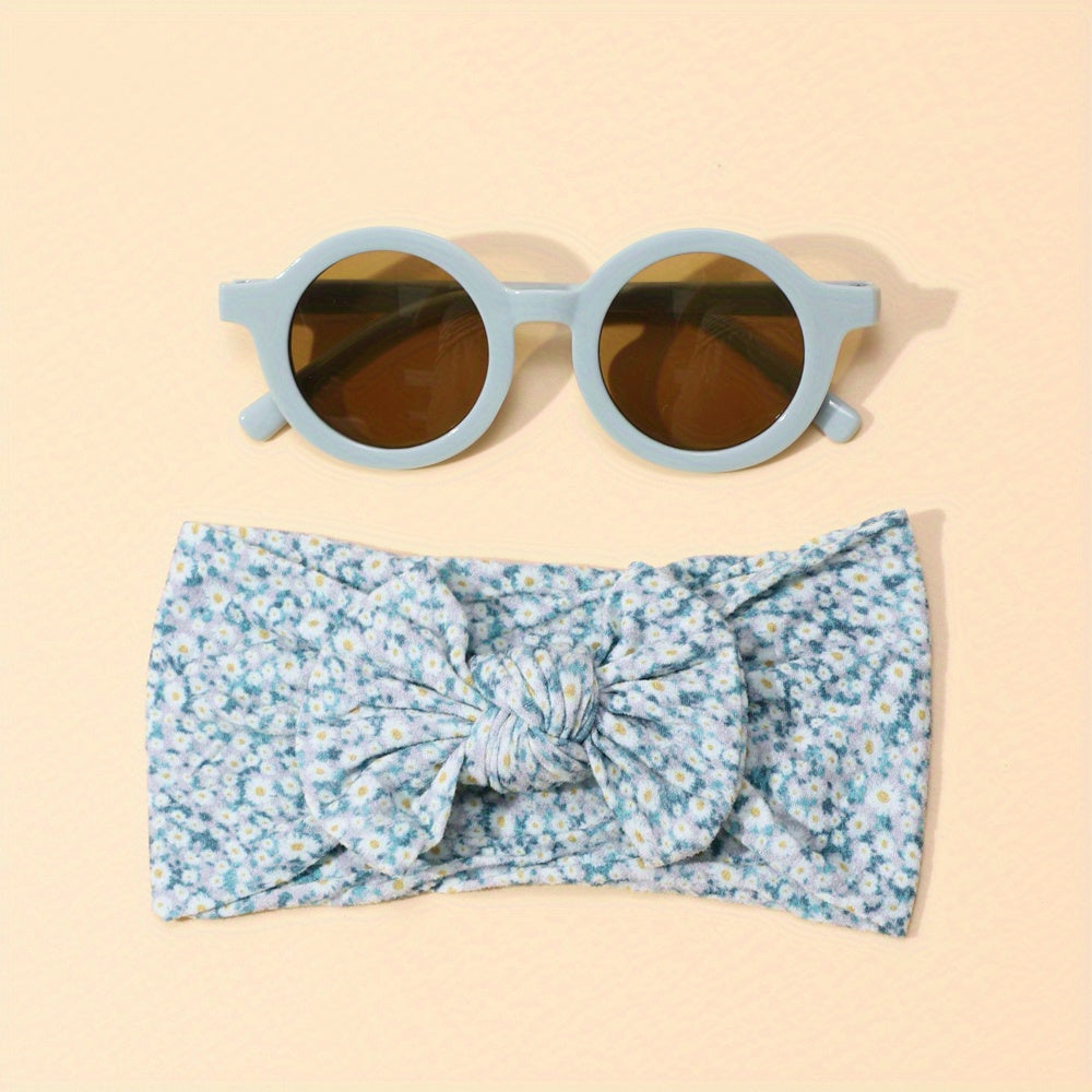 2pcs Fruits Floral Print Headbands & Sunglasses Set for Girls