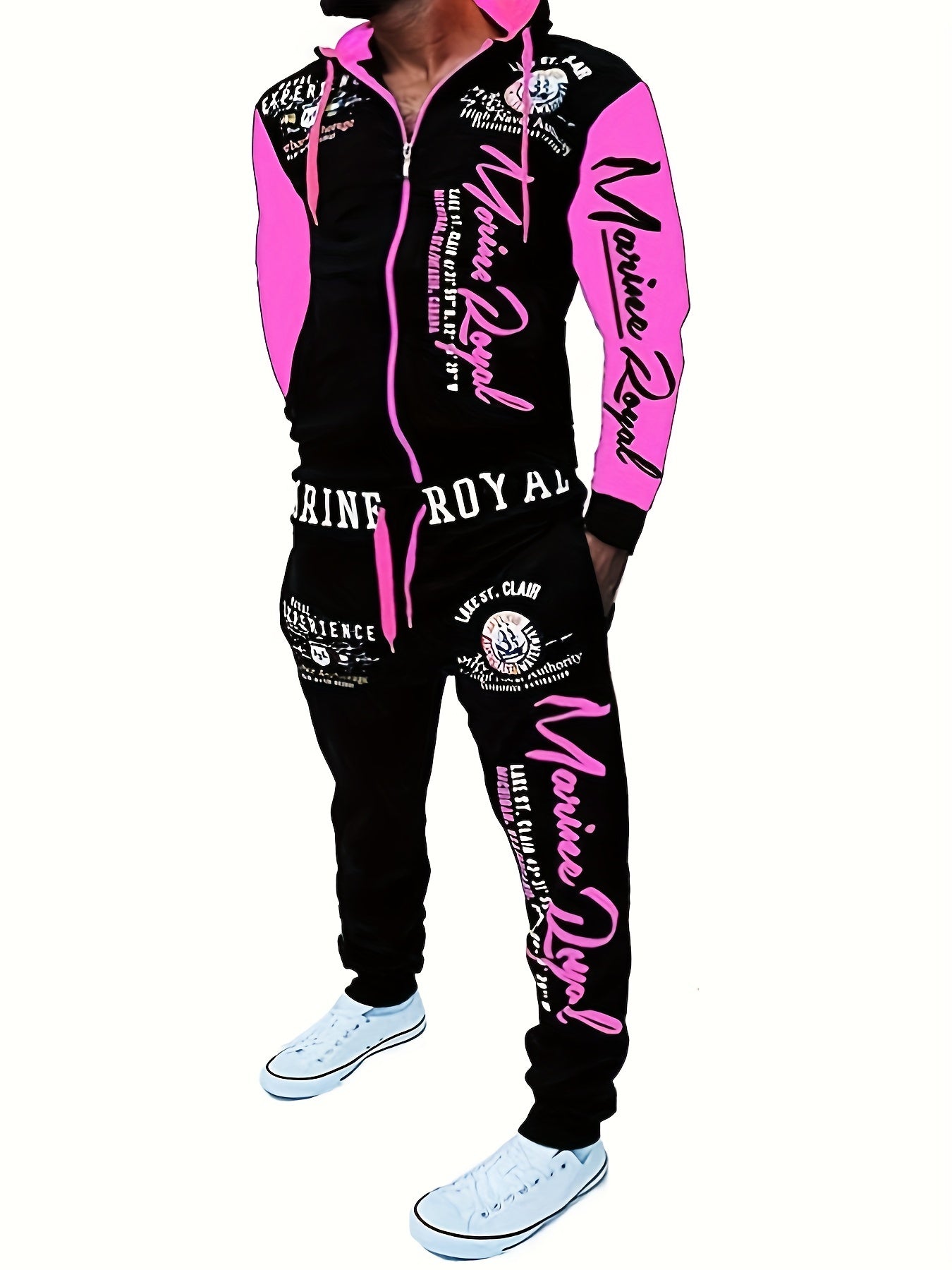 Men's Hiphop Letter Print Tracksuit Set