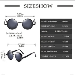 Steampunk Tinted Sunglasses Spring Temple Metal Glasses UV400