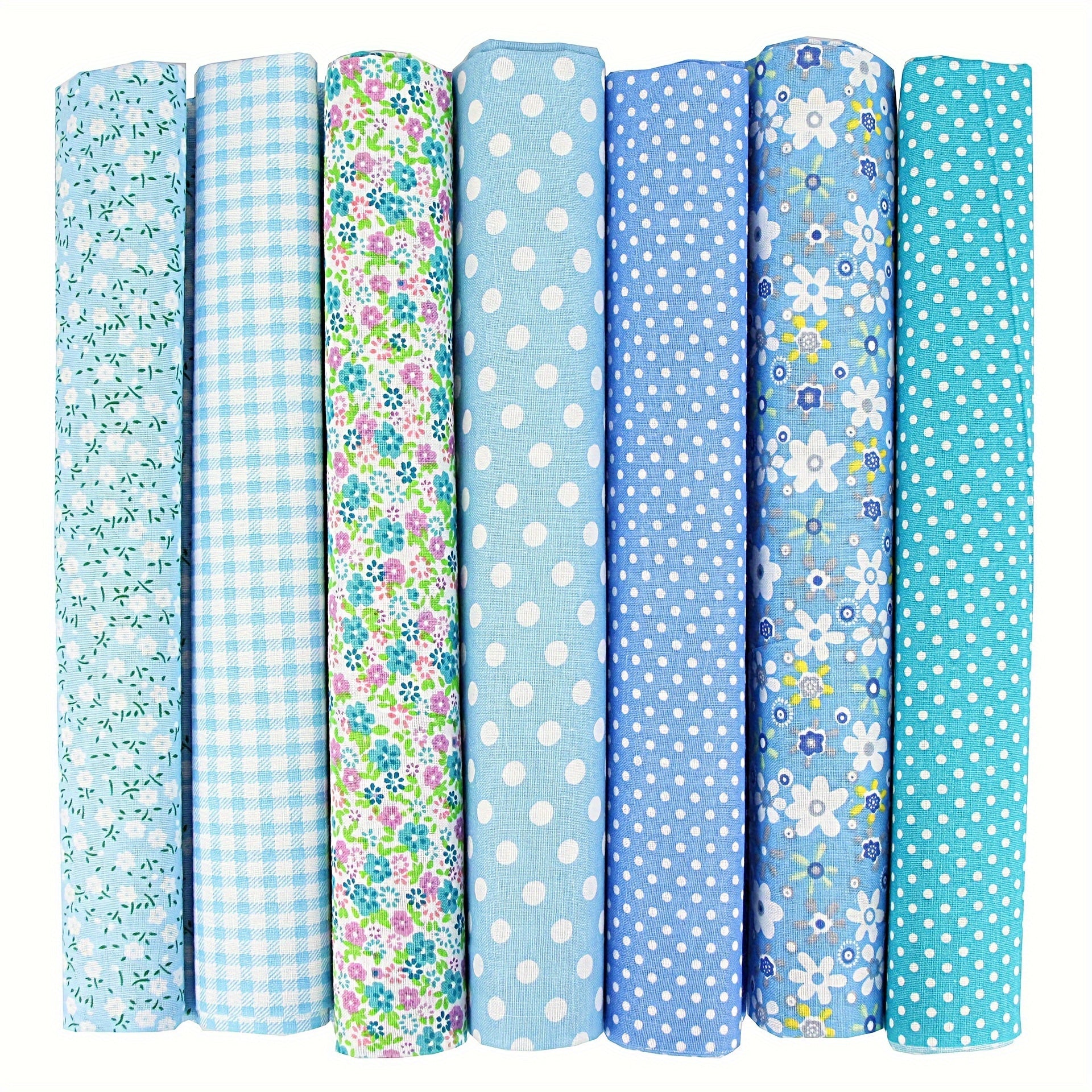 7pcs Floral Patchwork Multicolor Cloth Set for DIY Sewing