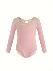 Cotton Crew Neck Long Sleeve Ballet Leotard for Girls Dance Performance