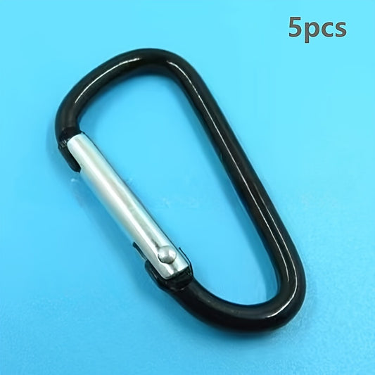 5pcs Aluminum D-shaped Clip Buckle Keychain for Outdoor Camping