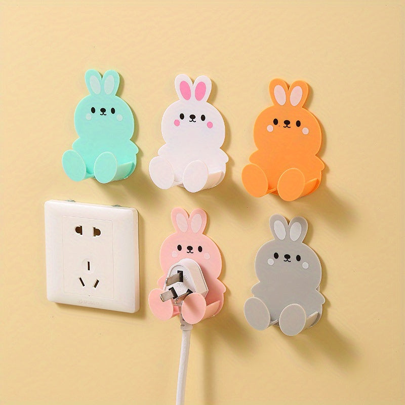 Rabbit Shaped Plug Storage Hook Punching Strong Adhesive Hook