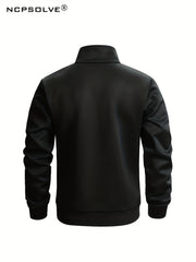 Men's Sports Suit Stand Collar Zip Jacket Solid Waist Pants