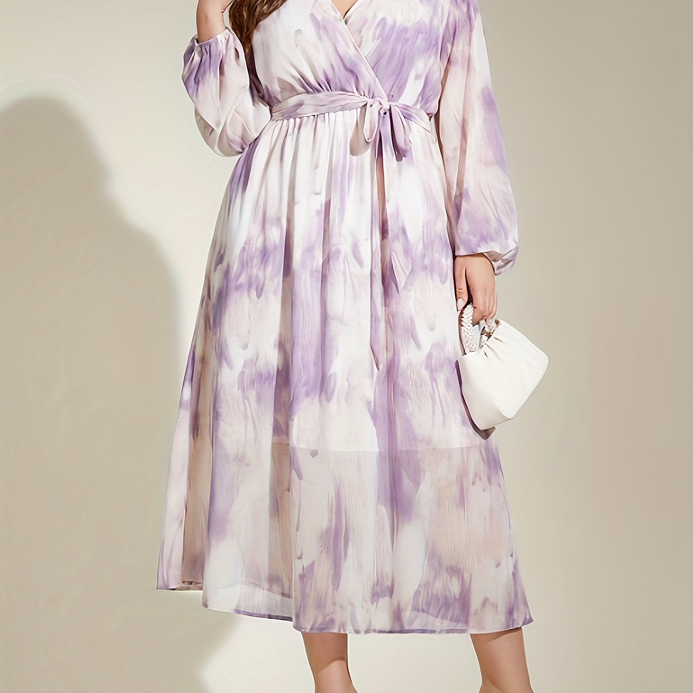  Tie Dye Maxi Dress with Lantern Sleeves