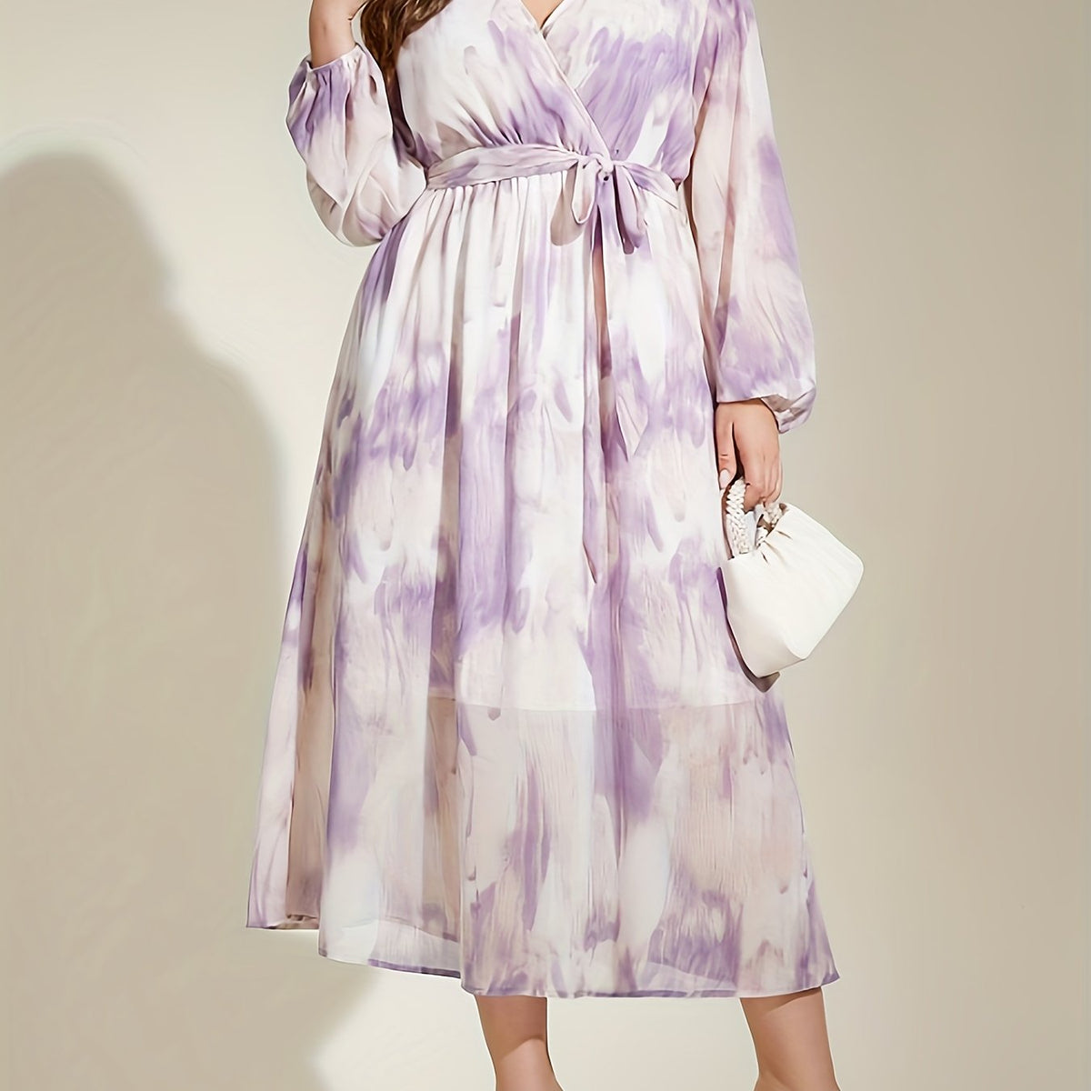  Tie Dye Maxi Dress with Lantern Sleeves