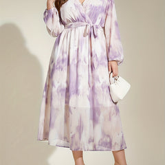  Tie Dye Maxi Dress with Lantern Sleeves