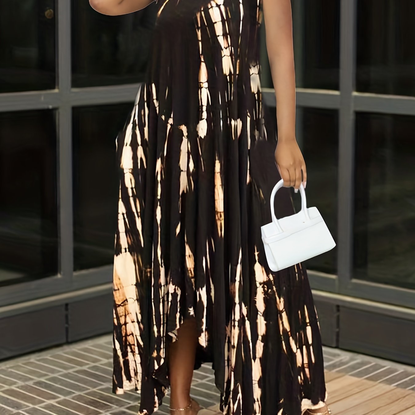 Women's Plus Tie Dye V-Neck Cami Dress with Pockets