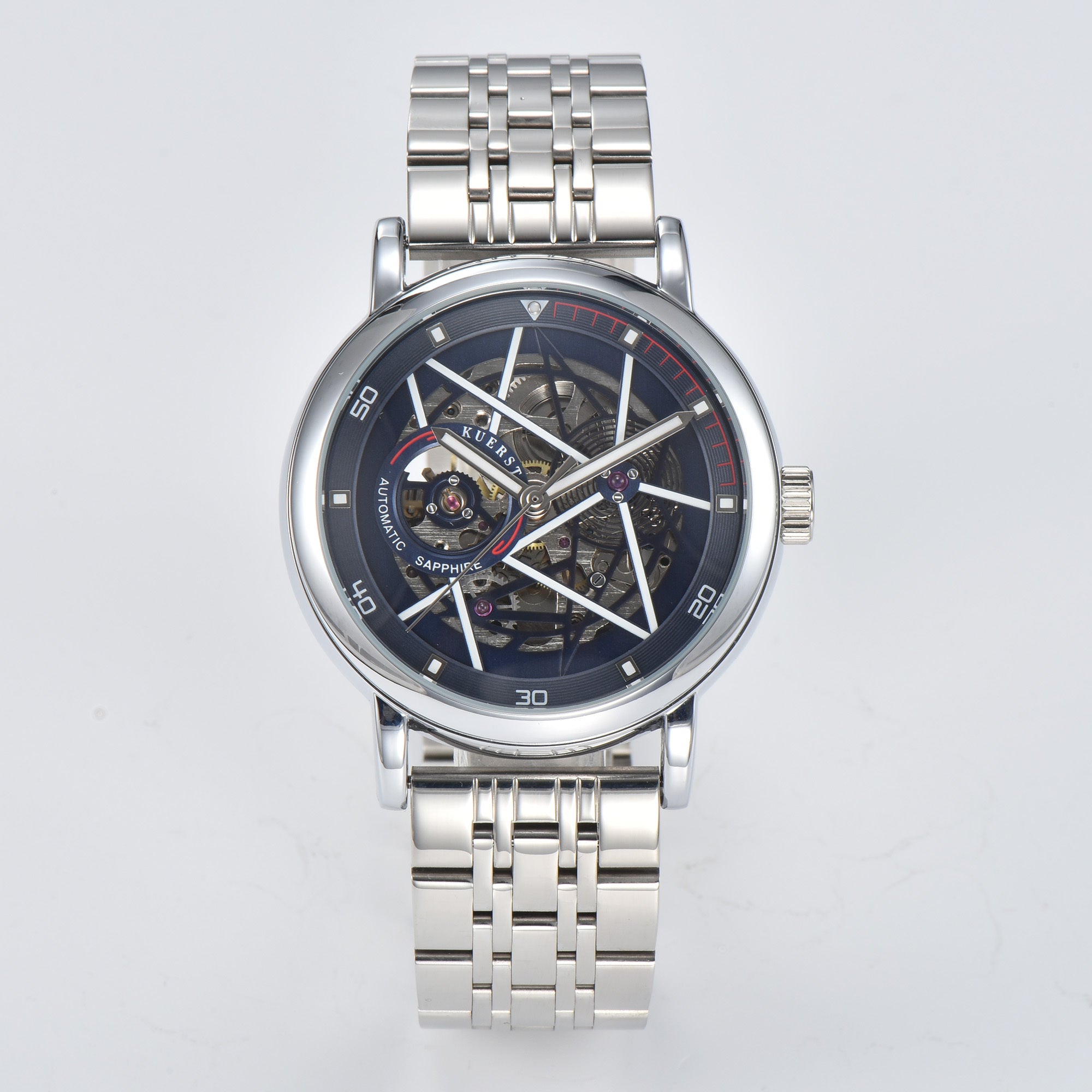 KUERST Men's Double Press Butterfly Buckle Automatic Mechanical Watch