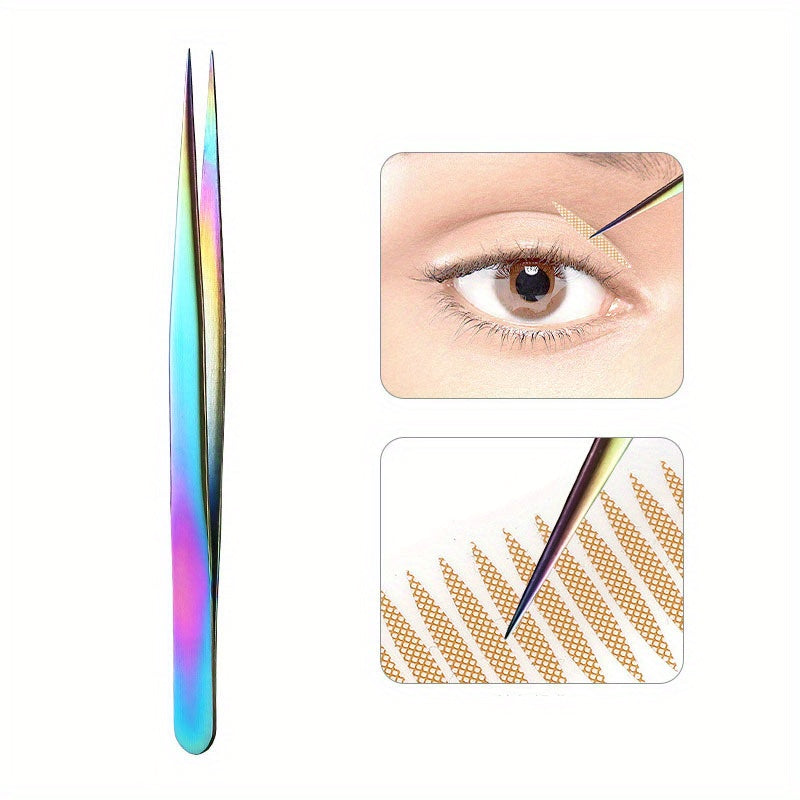 5pcs Eyelash Extension Tweezers Set Stainless Steel Straight And Curved Volume