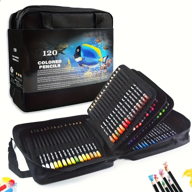 120 Mixed Colored Pencils Set with Wooden Case