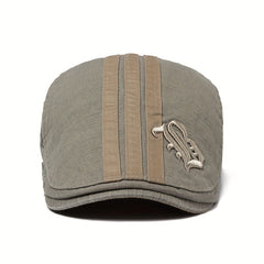 Embroidered Visor Beret Men's Adjustable Hat Vintage Casual Style