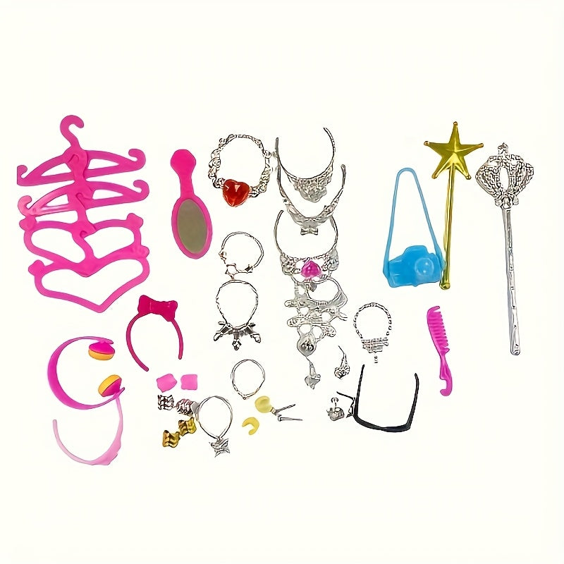 29 Pcs Doll Accessories Set - Glasses, Headphones, Necklaces, Scepter