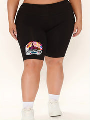 Building Print High Rise Biker Shorts