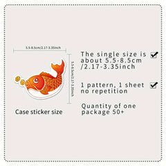 50pcs Koi Cartoon Animal Hand-painted Stickers For Journal Water Cup Skateboard