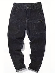 Men's Casual Denim Harem Pants with Pockets