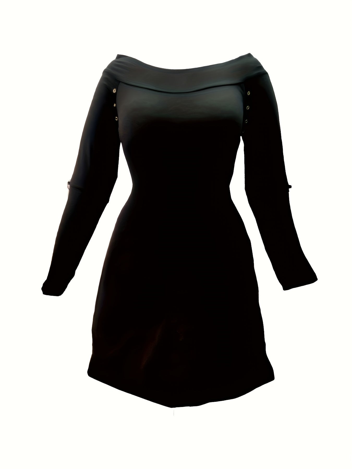  Off Shoulder Long Sleeve Knee Length Dress