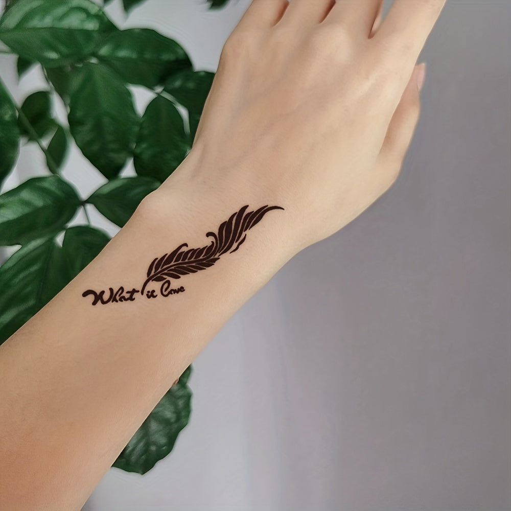 2 Sheets Hollow Juice Dye Paste Floral Feather Word Pattern Body Tattoo