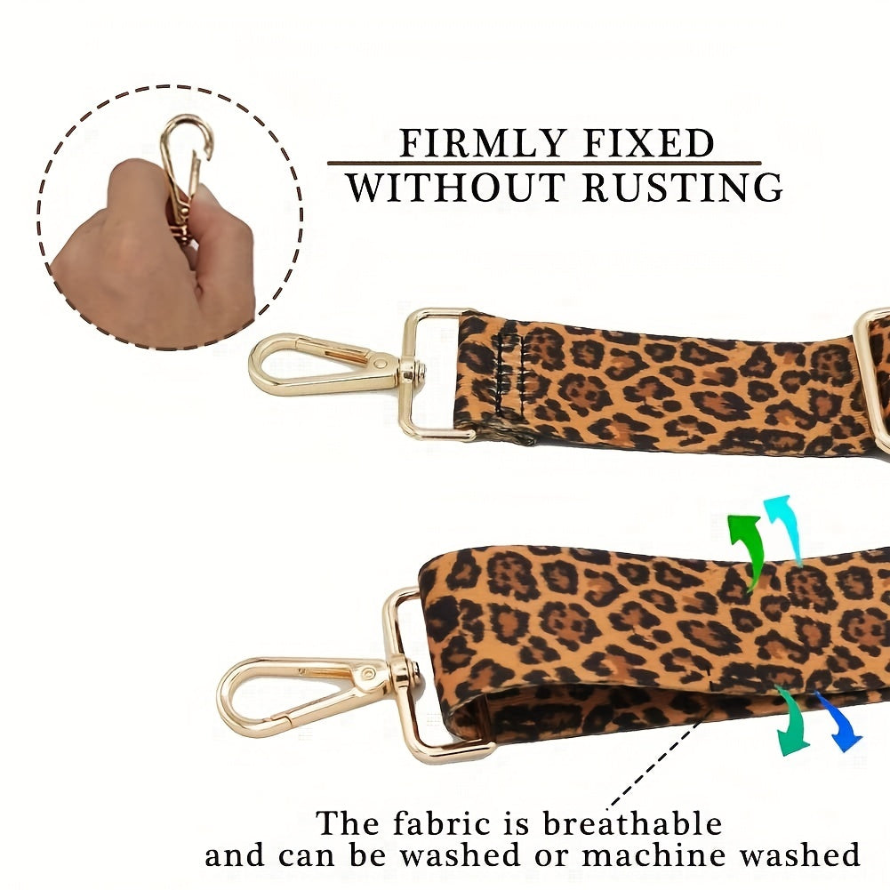 Leopard Pattern Bag Strap Wide Shoulder Replacement Adjustable Travel
