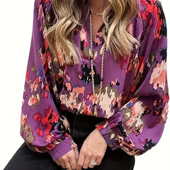  Boho Blouse Lantern Sleeve V Neck Tunic Top