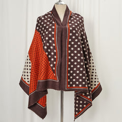 Polka Dot Geometric Warm Scarf Frayed Trim Cashmere Shawl