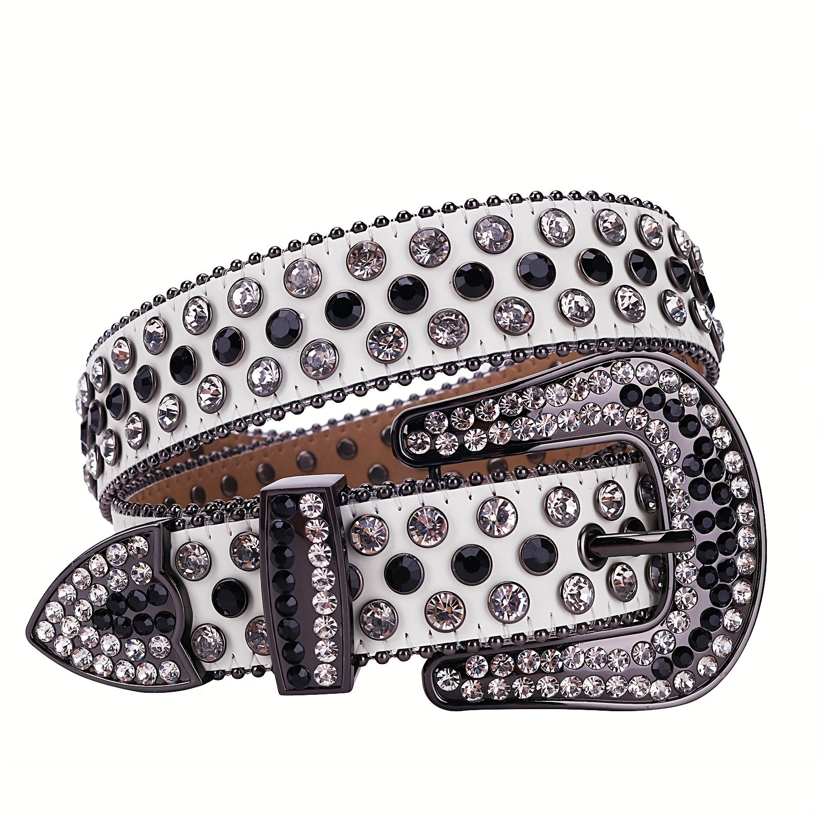 UV Changing Leather Rhinestone Belt For Men Women