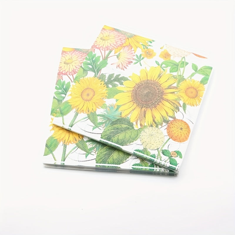 Sunflower Luncheon Napkins - 20pcs - Sunflower Theme Party Supplies