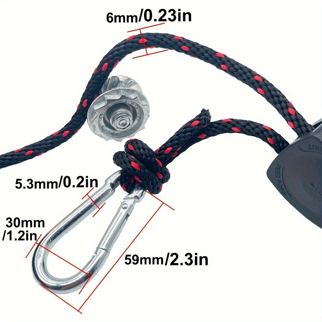 2pcs 6mm 5m Rope Pulley Adjuster, Max Weight 68kg