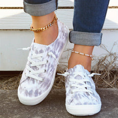 Women's Tie Dye Canvas Low Top Lace-Up Casual Shoes