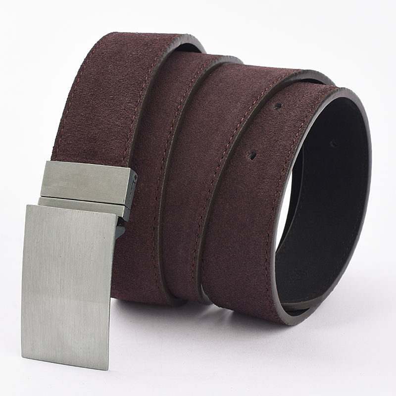 Double Sided Leather Belt With Rotating Pin Buckle Men's Casual Belt