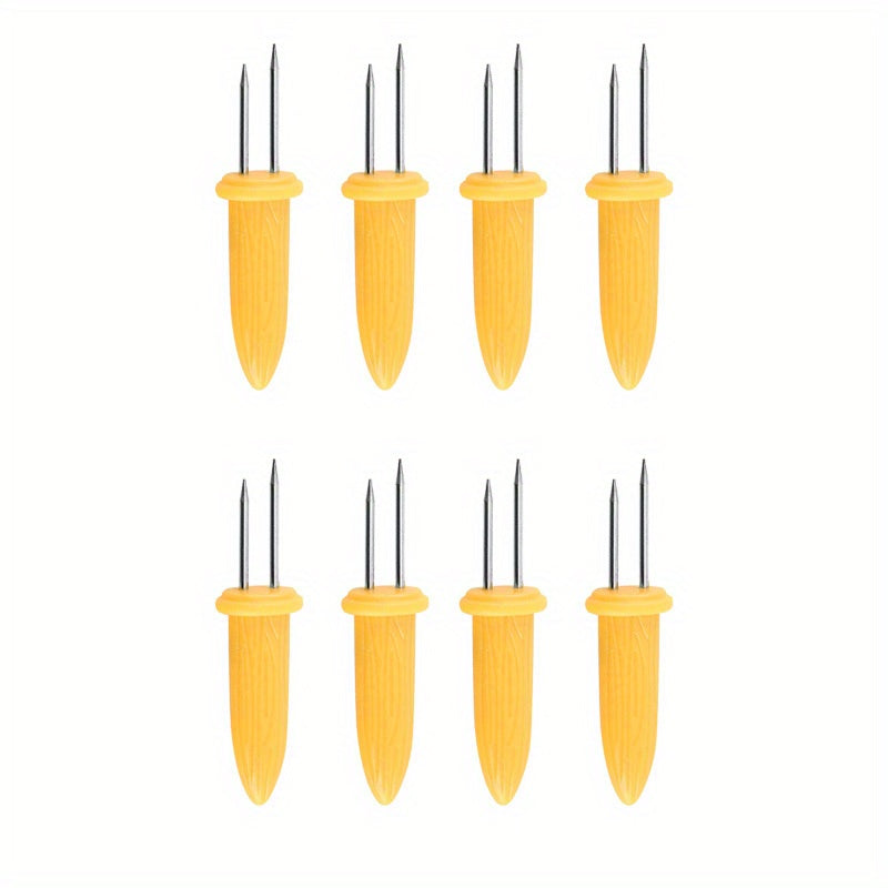 8pcs Stainless Steel Corn Needle Corn Plug Portable Barbecue Fork