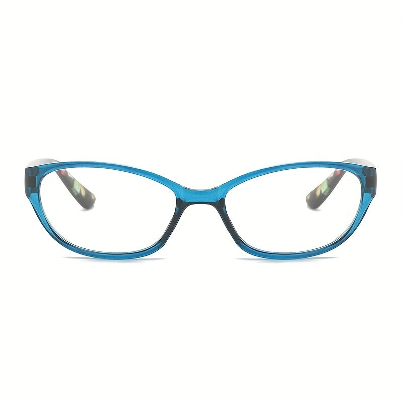 Floral Cat Eye Light Block Reading Glasses Clear Lens Anti Eyestrain