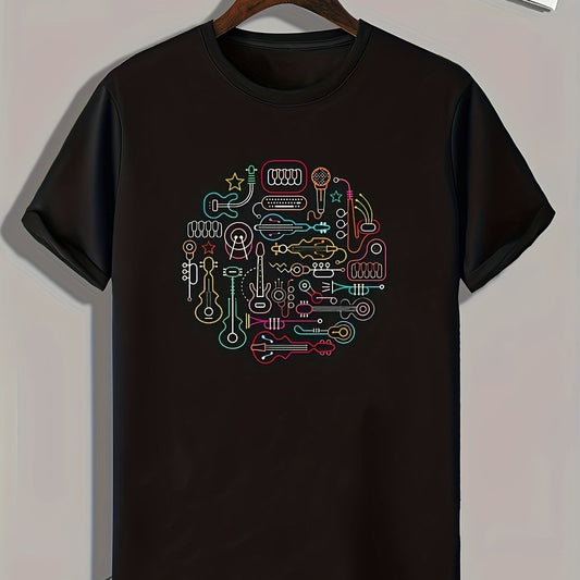 Band Elements Pattern Print Men's Sports T-shirt