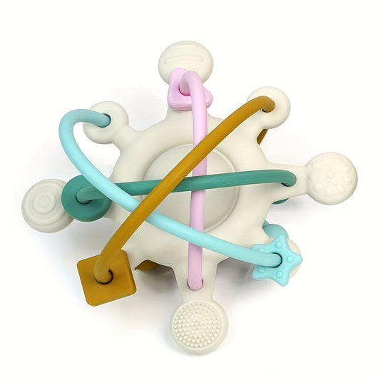 Baby Teething Rattle Toy - Silicone Teether & Shake Ball for 0 Months