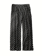 Polka Dot Wide Leg Stretch Pants Plus Size