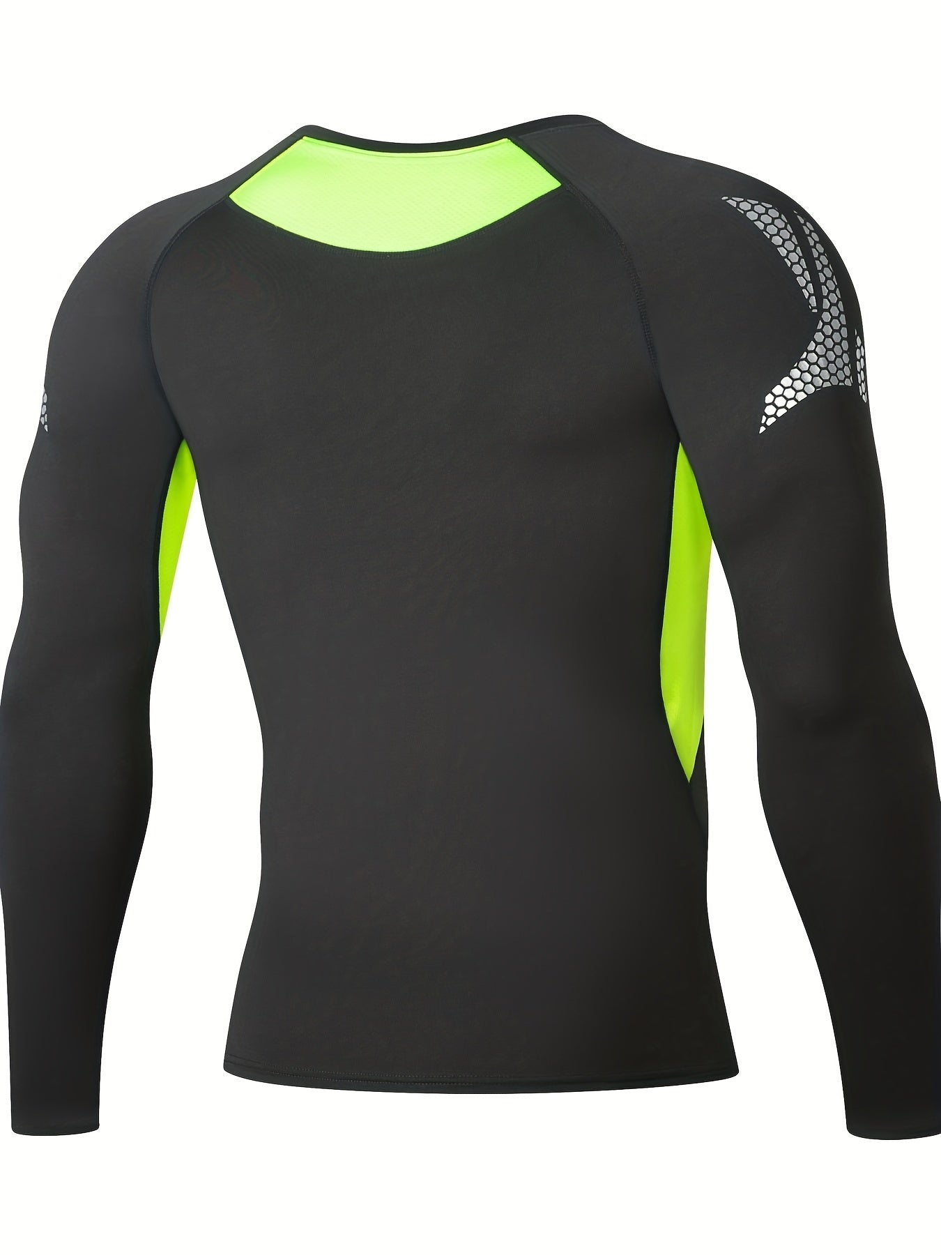 Men's Green Compression Shirt Long Sleeve for Workout