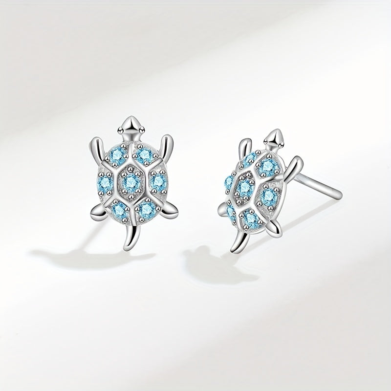 Sterling Silver Opal Turtle Stud Earrings Ocean Jewelry