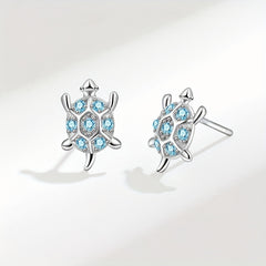 Sterling Silver Opal Turtle Stud Earrings Ocean Jewelry