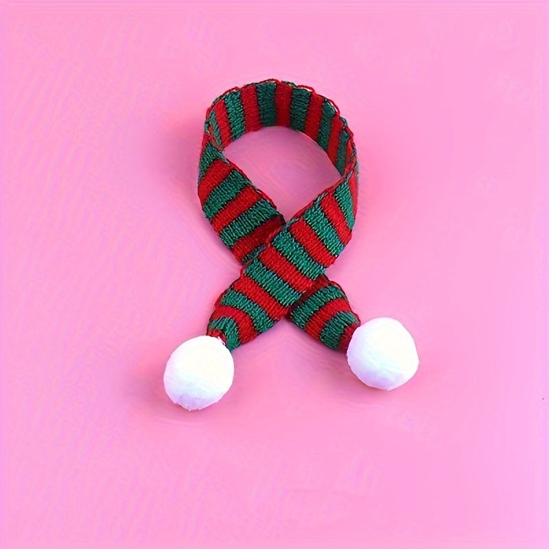 4Pcs Mini Stripe Knitted Doll Scarves, DIY Costume Decor, 2 Col