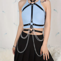Punk Tassel Ring Fringe Belt Gothic Leather Harness