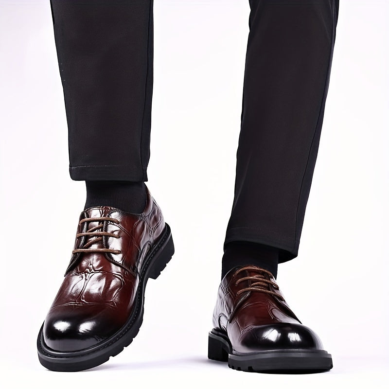 Men's Almond Toe Derby Lace-Up Office Dress Shoes