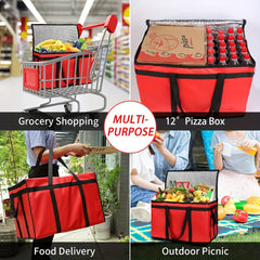 Red XXXL Insulated Reusable Tote Bag for Shopping Camping