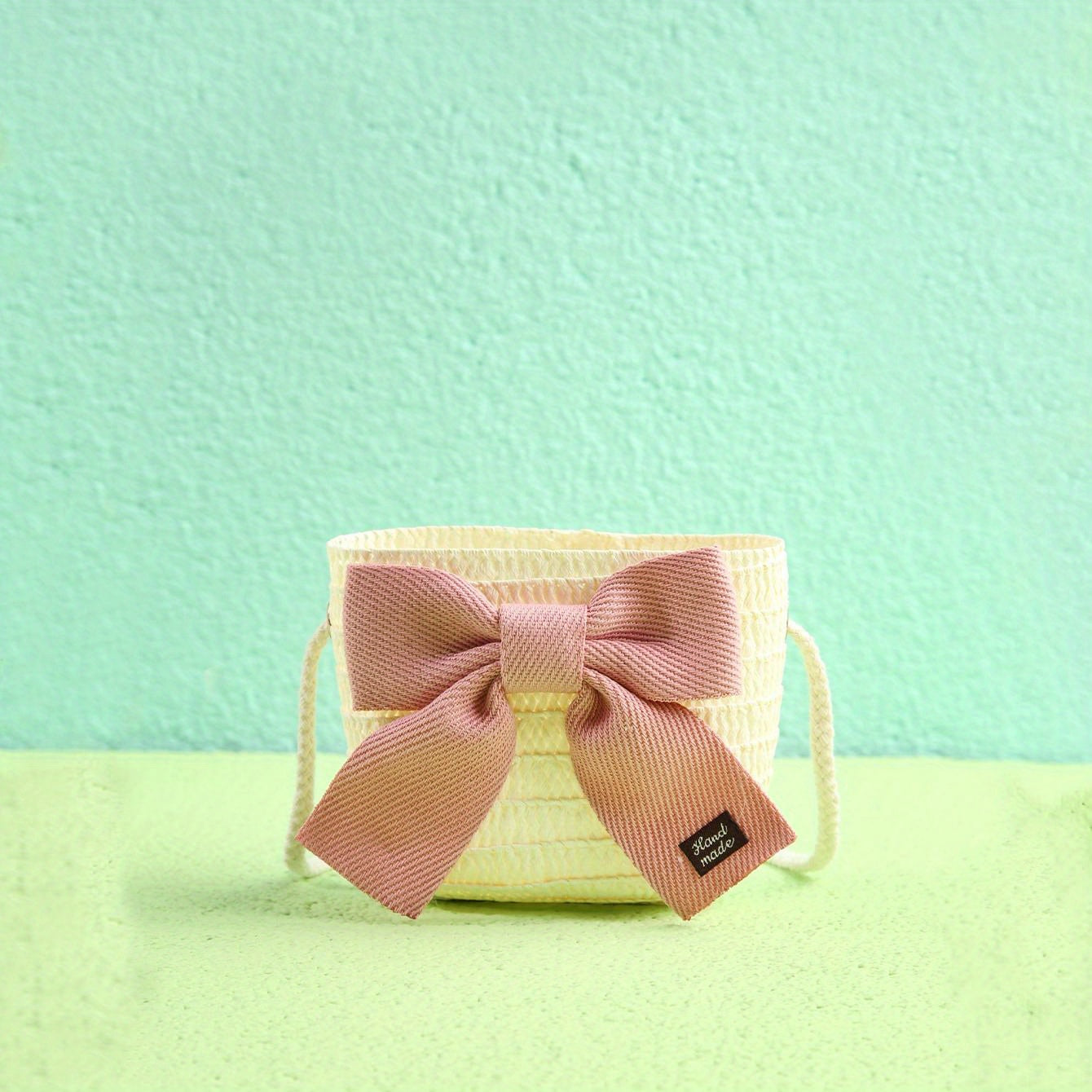 Children Straw Woven Handbags Small Purse Wallet Mini Shoulder Bags