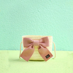 Children Straw Woven Handbags Small Purse Wallet Mini Shoulder Bags