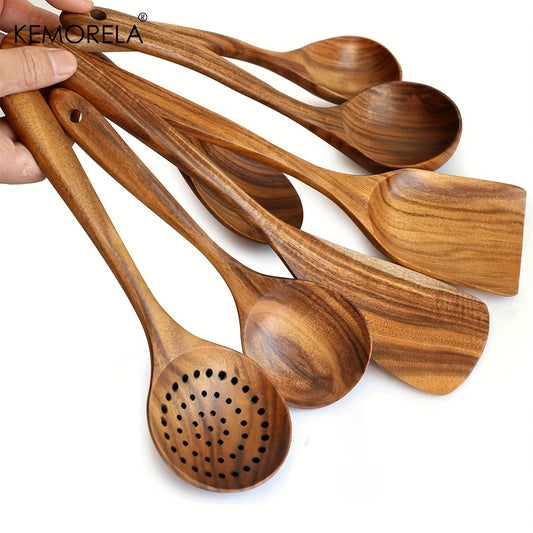5pcs Wooden Cooking Spoon Set for Effortless Meal Prep