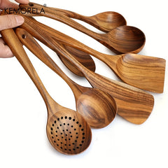 5pcs Wooden Cooking Spoon Set for Effortless Meal Prep