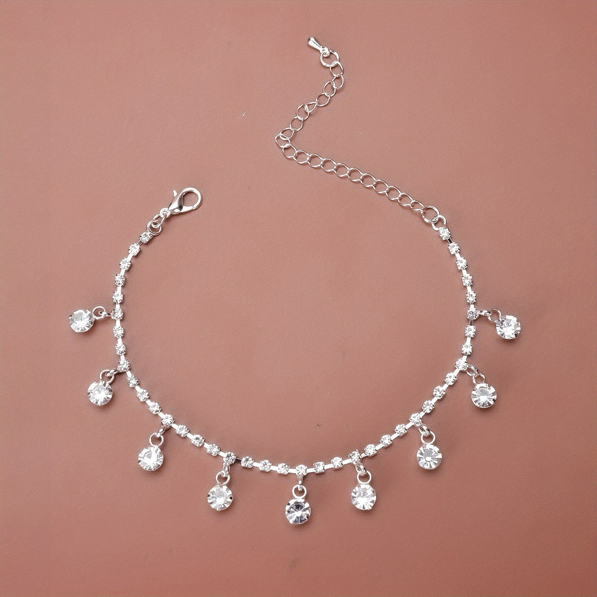 Sparkling Rhinestone Beach Dance Anklet Silver Plated Jewelry